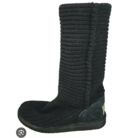 UGG Classic Original Cochet Knit Boots Classic Cardy Women Tall Black SN 5814 - Picture 1 of 7